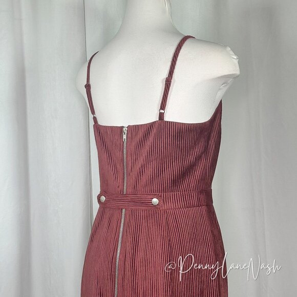 Sugar + Lips High Neck Corduroy Mini Dress Red - Picture 8 of 10